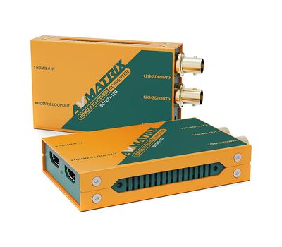 AVMatrix SC1221-12G HDMI to 12G-SDI konverter 1xHDMI bemenettel, 1xHDMI loop-out-tal és 2x12G-SDI kimenettel, ill. USB-C porttal
