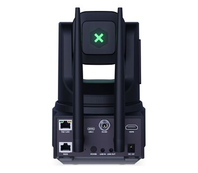 BirdDog X4 Ultra hátsó tally, 3G-SDI, HDMI, USB és Ethernet videó interfészek, 3.5mm TRS Line/Mic bemenetek