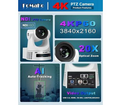 Fomako K600N 4K60 videó / AI-Tracking / NDI|HX2/HX3 opcióval