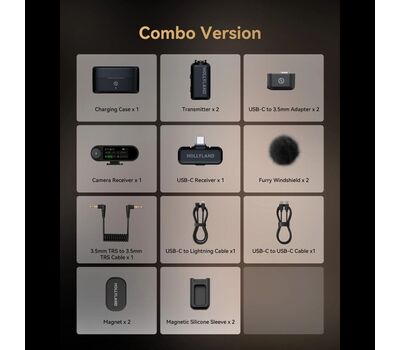 Hollyland Lark Max 2 Combo 2TX szett komponensei