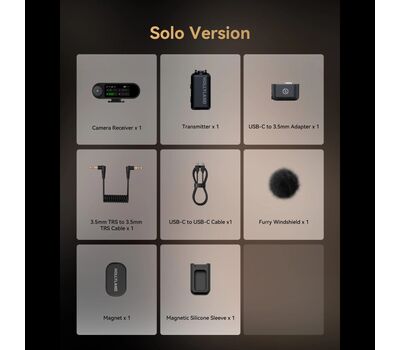 Hollyland Lark Max 2 Solo szett komponensei