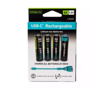 Paleblue Voyager AA 1,5V-os akku USB-C kábeles töltéssel