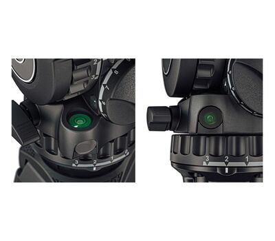 Sachtler FSB 6 MKII állványfej felülről és oldalirányból is látható PrismBubble libellával