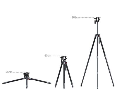 SmallRig x Potato Jet Tribex SE tripod maximális magassága 168 cm, a középoszlop eltávolításával a minimum magassága 25 cm