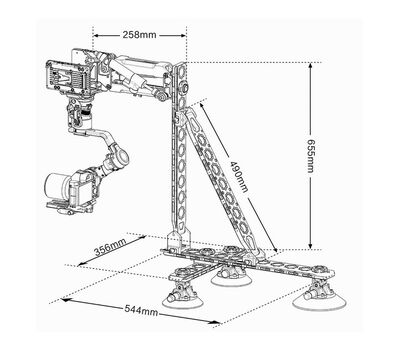 Tilta Hydra Alien autós rögzítőrendszer méretei összeszerelve